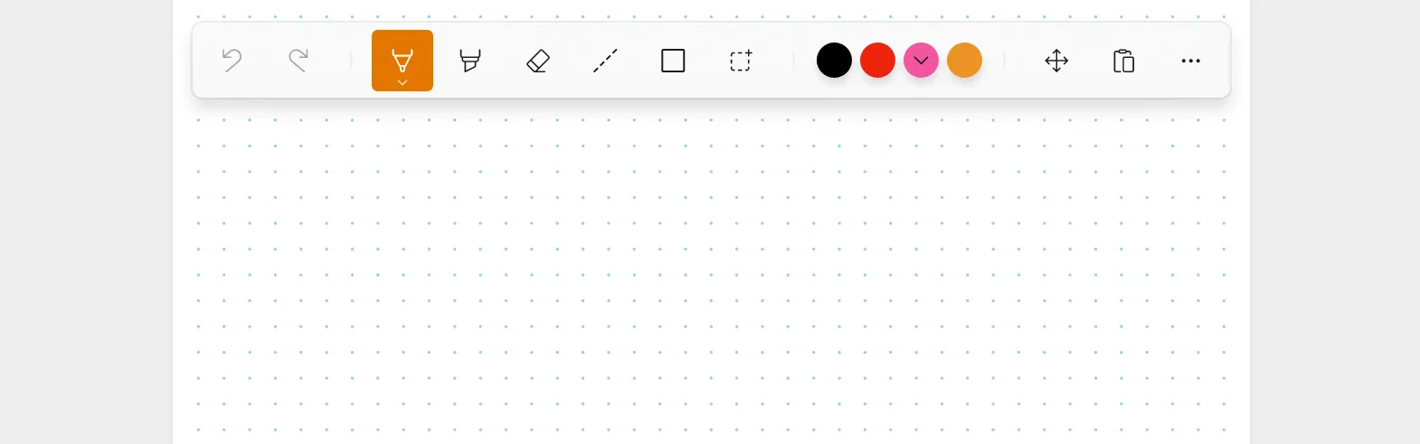 Noteastic toolbar with pen, highlighter, eraser, lines, shapes and lasso
tools