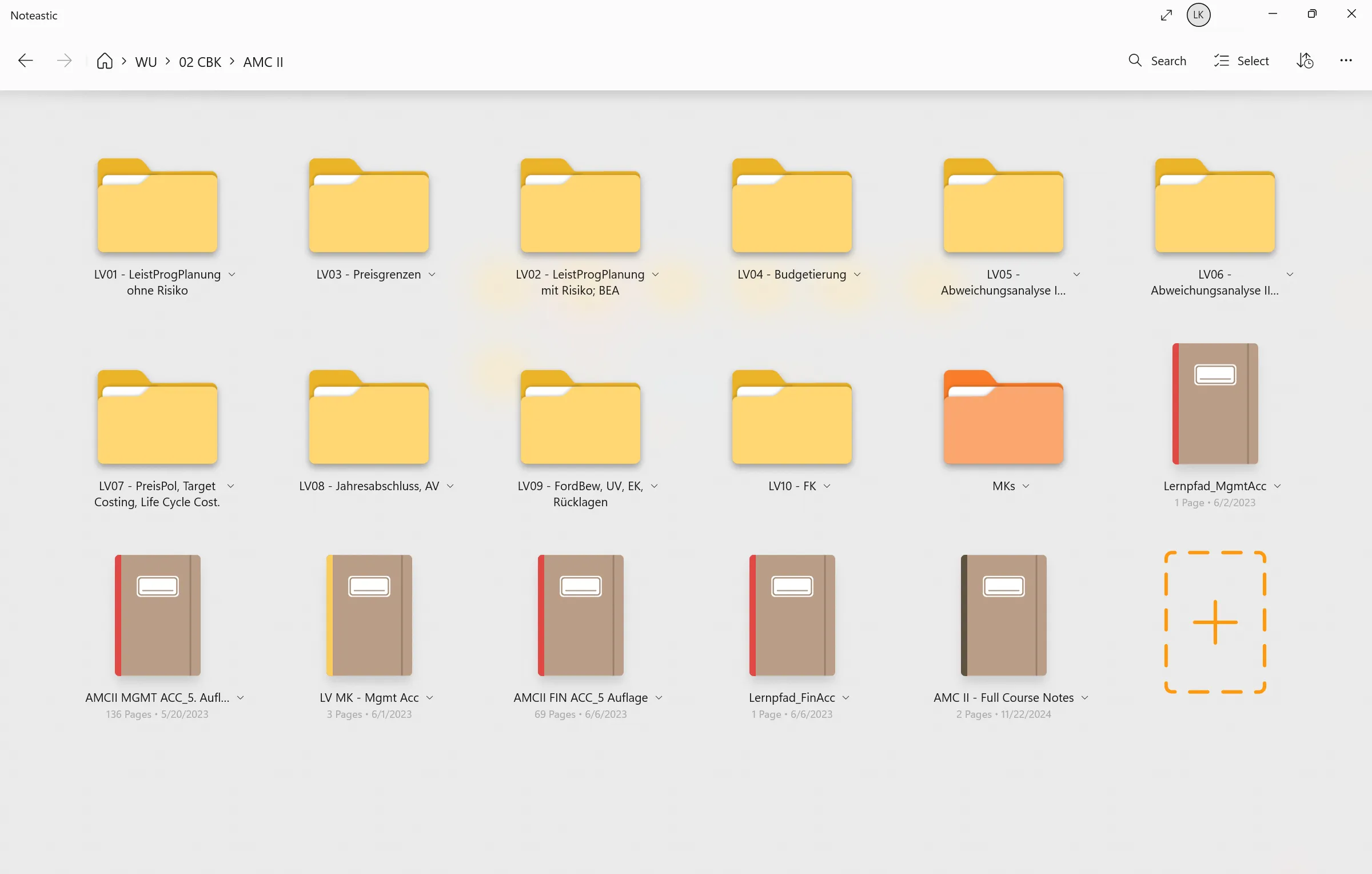 Topic folders inside the AMC II lecture