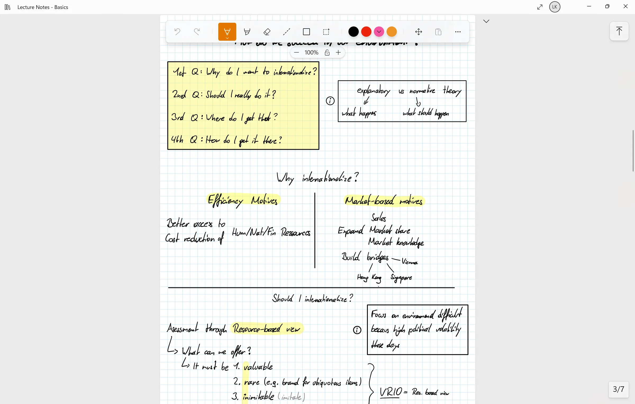 Empty notebook for taking lecture notes in Noteastic