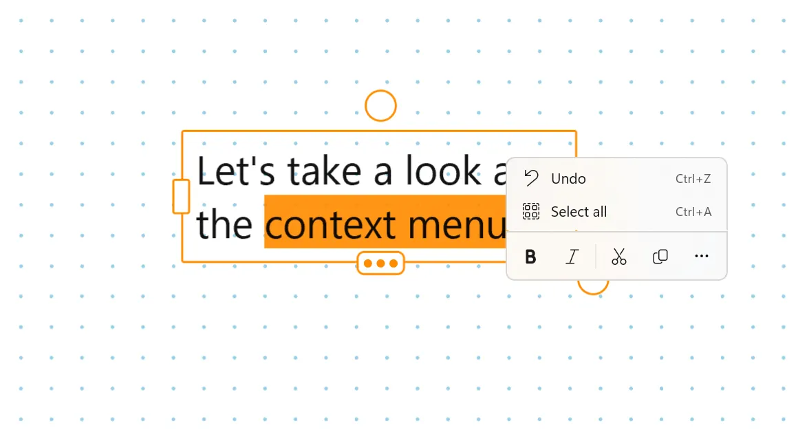 The text box context menu