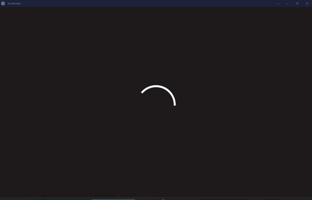 The Goodnotes for Windows window showing a loading spinner