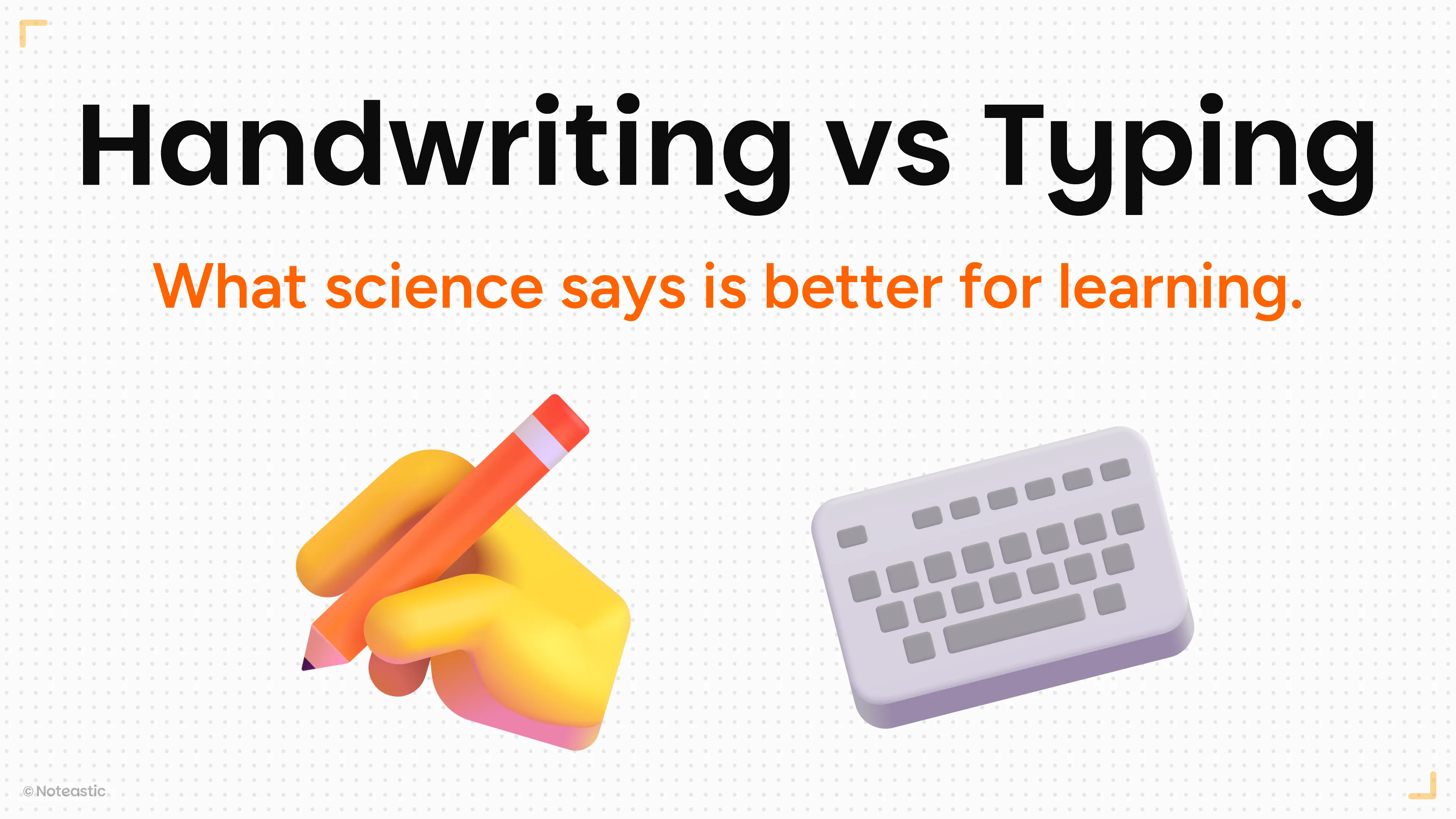 A stylus writing on a tablet screen next to a laptop keyboard, symbolizing the choice between handwriting and typing for learning