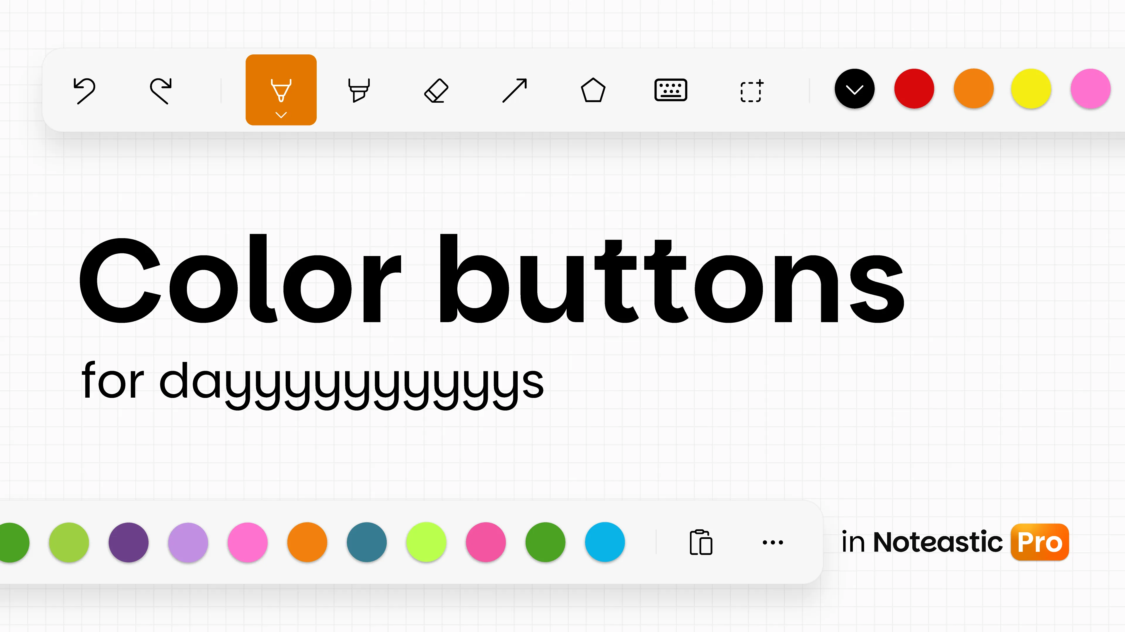 Noteastic Ink Toolbar with ten pinned color buttons