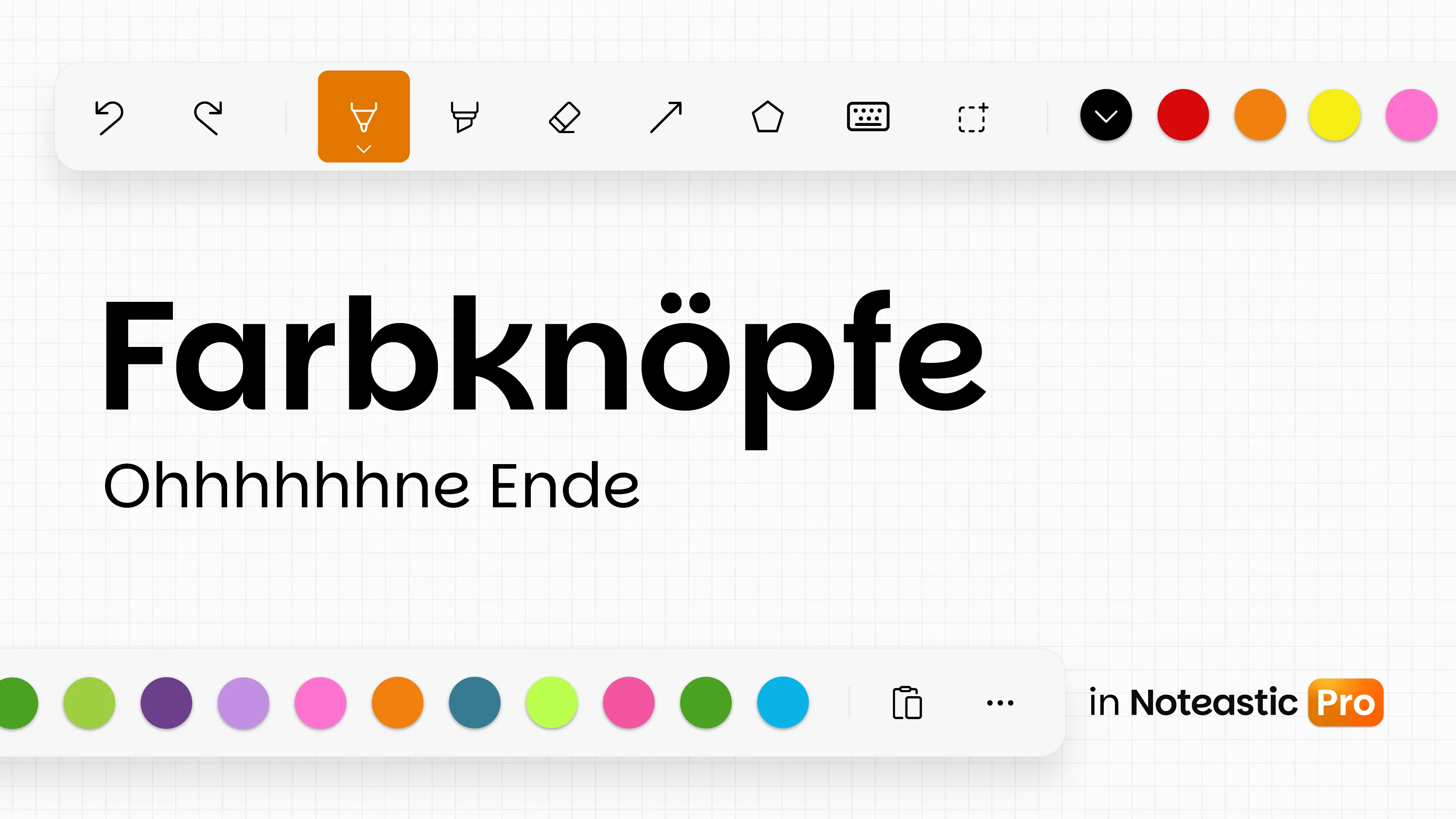 Noteastic Ink Toolbar mit zehn angehefteten Farbknöpfen