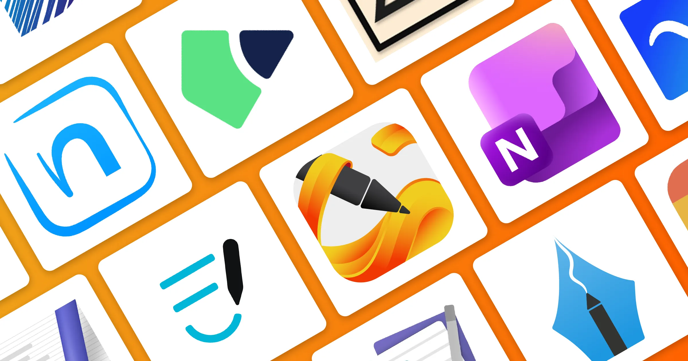 A grid of Logos of handwritten note-taking applications on Windows