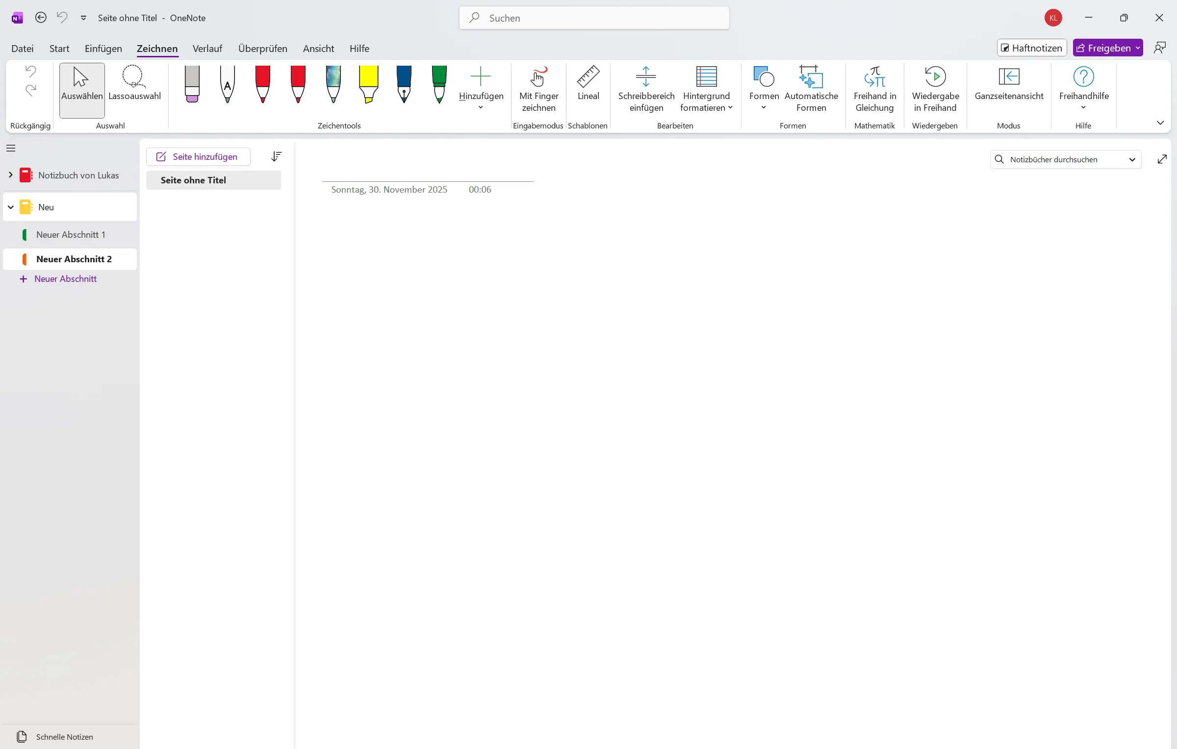 OneNote note-taking page